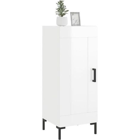 Buffet de Cuisine Blanc Brillant 34,5 x 34 x 90 cm - Meuble Rangement Compact en Bois d'Ingénierie pour Salle à Manger et Entrée (1/5)