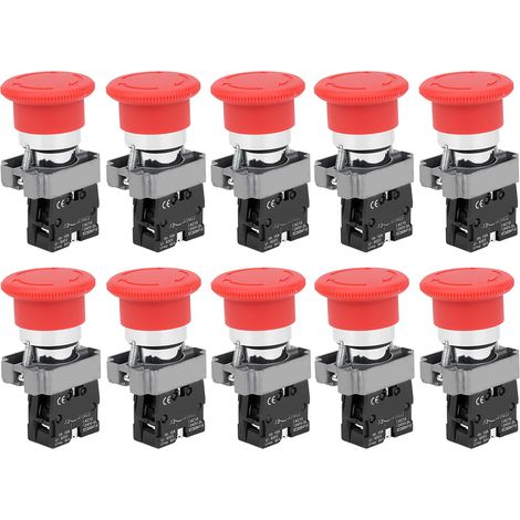 10 pièces BERM @ bouton interrupteur équipement d'arrêt d'urgence alliage argent Contacts BEMXB201ZS 240 V (1/5)