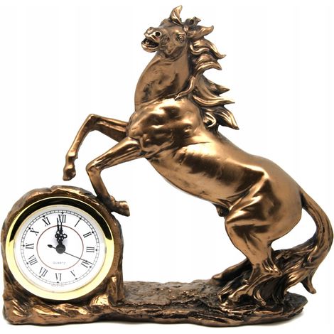 Horloge décorative sur pied avec figurine de cheval dynamique (1/5)