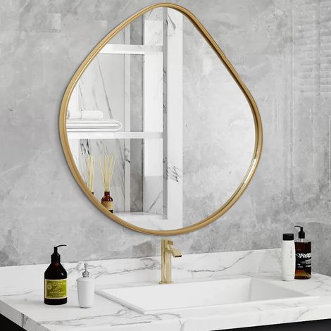 Miroirs muraux irréguliers avec cadre en métal - Miroir décoratif moderne à suspendre pour entrée, chambre à coucher, salon, salle de bain - Noir (1/5)