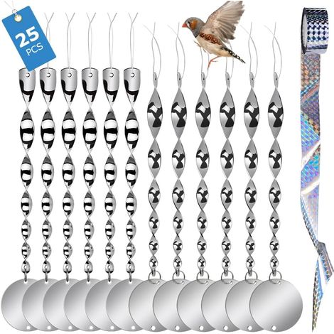 12 Pièces Anti Oiseaux 30cm avec Bande Répulsive Oiseaux 50m, Réfléchissantes Epouvantail Repulsif Pigeon pour Balconet Jardin Insectes, Anti-Pigeon Respectueux des Animaux