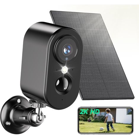 2K Caméra Surveillance WiFi Extérieure sans Fil Batterie - Camera Surveillance WiFi avec Panneau Solaire, Vision Nocturne Couleur, Extérieure/Intérieure, PIR Détection Mouvement (1/5)