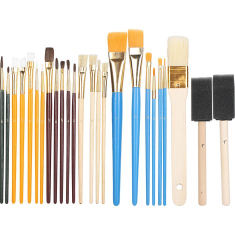 25pcs Paint Brush Set Oil Watercolor Acrylic Painting Brush Wood Handle Drawing Brush Kit (1/5)