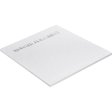 Receveur résine 100 x 100 cm blanc imitation granit - grille caniveau excentrée (1/5)