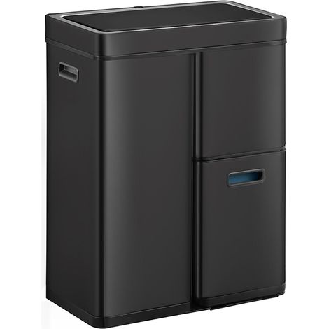 EKO - Poubelle à capteur tri sélectif Mirage Plus 30+15+15 litres - Powder coated steel Plastic - noir