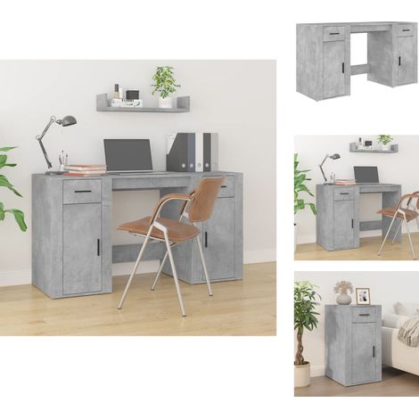 Schreibtische - Living Schreibtisch mit Stauraum Betongrau Holzwerkstoff (1/5)