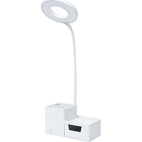 Ortviai Lampe de bureau LED avec tiroir de rangement et porte-stylos – Éclairage doux pour lecture et étude (1/5)