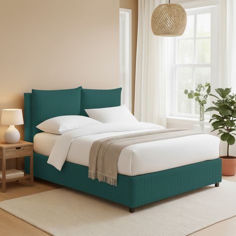 Cama Matrimonial Formby, Desenfundable, Hecho en Italia, Verde Petróleo (1/5)