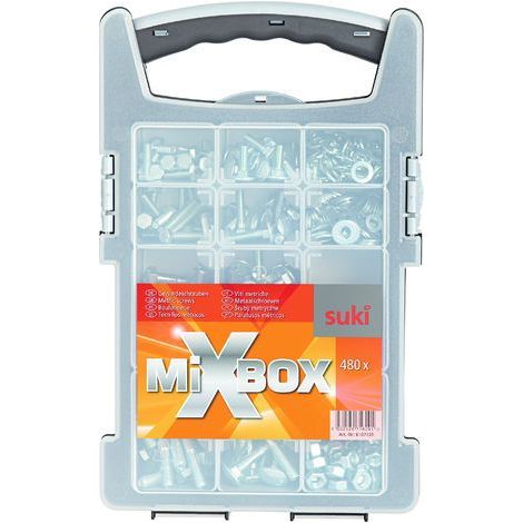 Tornillos suki mixbox acero 480 piezas caja plástico