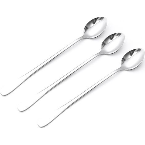 3-teiliges Edelstahl-Löffelset mit langer Spitze für Kaffee, Eistee und Eiscreme – ideal für Bar, Zuhause und Partys (1/5)