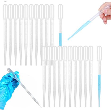20 Pièces Pipette,3ML Pipette Plastique,Pipette Graduée,Pipette de Transfert en Plastique,Pipette Cuisine,Transparent,pour Transfert D'huiles Essentielles,Parfums,Liquides Divers (3 ml) (3ml-20pcs) (1/5)