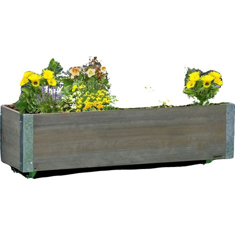 Huerto elevado, madera de abeto tratada, 48 x 24 x 30 pulgadas, ruedas con freno, diseño impermeable, jardinería orgánica. (1/5)