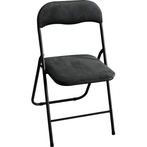 Metall Klappstuhl mit Samtbezug schwarz gepolstert Beistellstuhl Camping (1/4)