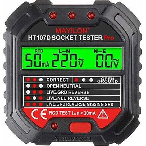 Testeur de fil de terre pour testeur de prise, phase de prise (réglementation UE HT107D) - (1/5)