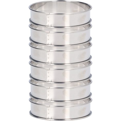 Lot de 6 anneaux en acier inoxydable pour muffins anglais, crêpes et petits gâteaux, antiadhésifs, 8 cm, démoulage facile. (1/5)