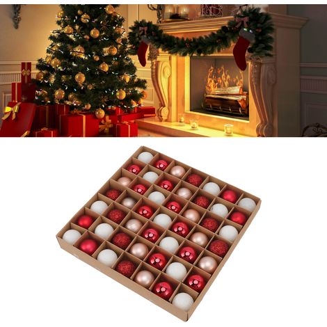 Boules de Noël lumineuses, coffret cadeau de boules électroplaquées, boules à suspendre au sapin de Noël, boules décoratives, décorations pour centres commerciaux, poudre rouge et blanche (1/5)