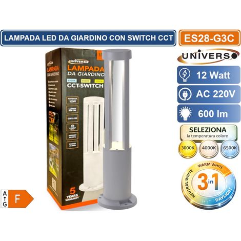 UNIVERSO ES28-G3C LAMPADA COB LED DA GIARDINO FISSAGGIO A TERRA 12W IP65 CON SWITCH CCT PER SELEZIONE LUCE 3000K/4000K/6500K (1/5)