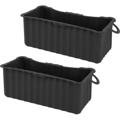 Lot de 2 bacs à graisse en silicone pour plancha Blackstone, réutilisables, rectangulaires, pour barbecue et camping, noirs. (1/5)