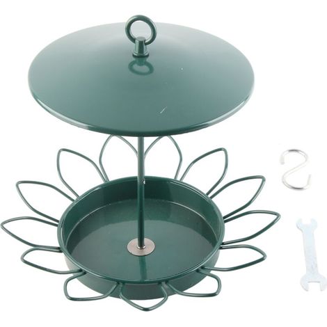royaluxe -Mangeoire à oiseaux à plate-forme suspendue en fer, plateau d'alimentation pour oiseaux, Design Lotus résistant à la pluie pour jardin et Patio (1/5)