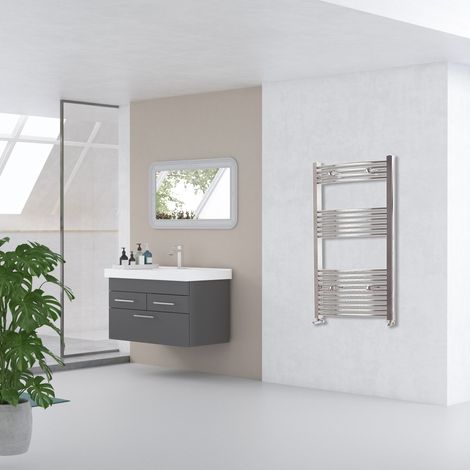AICA 1200x600mm(HxW) Chrome Curved Center Heated Towel Track Heated Towel Radiator (1/5)