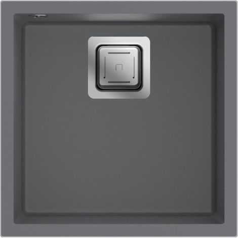 Granitspüle - Spülbecken - Küchenspüle - 44 x 44cm - Moonlight Grey - Einbauspüle - Kratzfest, Elegant, Platzsparend, mit Siphon, Qube 44 (1/5)