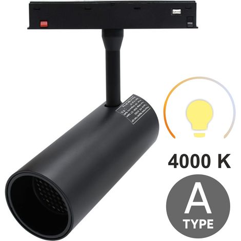 Faretto LED per binari 20W 4000K Neutro Tipo A per binari magnetici SMART TRACK 48VDC (1/5)