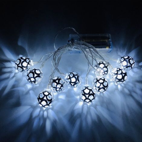 Guirlande Lumineuse Boules Marocaines - 10 LED Froides - Alimentation Piles AA - Décoration Intérieure Fêtes Noël Halloween Mariage (1/5)