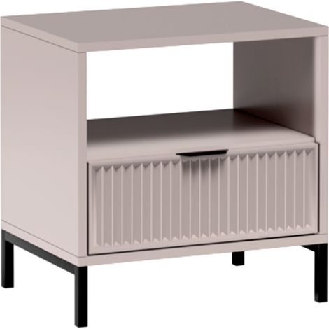 Nachttisch in Kaschmir beige mit Rillenoptik LAURO-161 (1/3)