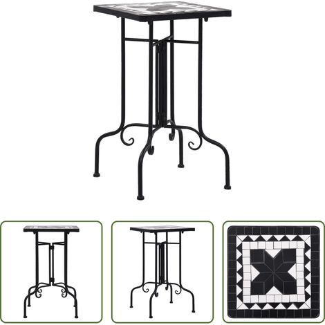Table mosaïque - Table de bistro mosaïque noir et blanc Céramique (1/5)