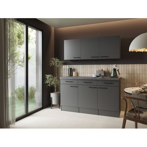 Sideboard Küchenschrank Oberschrank 150 cm Grau Matt Oliver Respekta