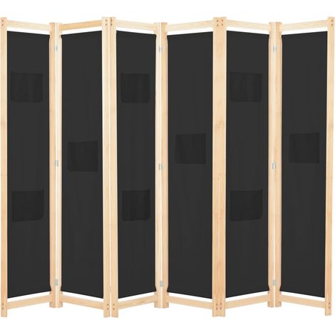 6-Panel Room Divider Black 240x170x4 cm Fabric vidaXL