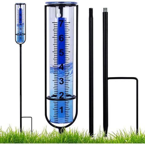 Abnehmbarer Regenmesser, Frostschutz-Wassermesser für die Regenmessung im Freien, verstellbarer Kunststoff-Regenmesser mit Pfahl für Gartenrasen (1/5)