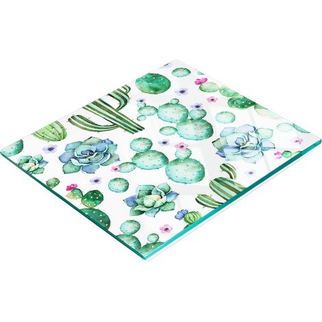 Pannello decorativo multifunzionale da cucina in vetro temperato con motivo cactus, 60x52 cm. (1/5)