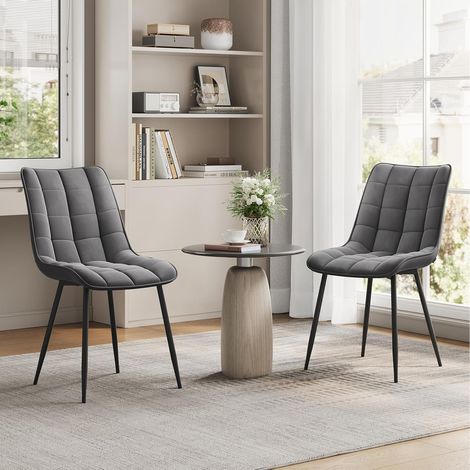 WOLTU 2 x Velvet dining chairs Metal Legs Office Kitchen Living Room Lounge chairs Dark Grey (1/5)