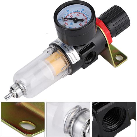 1/4"-Luftdruckreglerfilter mit Wasserabscheider und Kondensatablauf, Kompressorreinigungsteil, Feuchtigkeitsfilterwerkzeug, Gewindeanschluss, Luftentfeuchter (1/5)