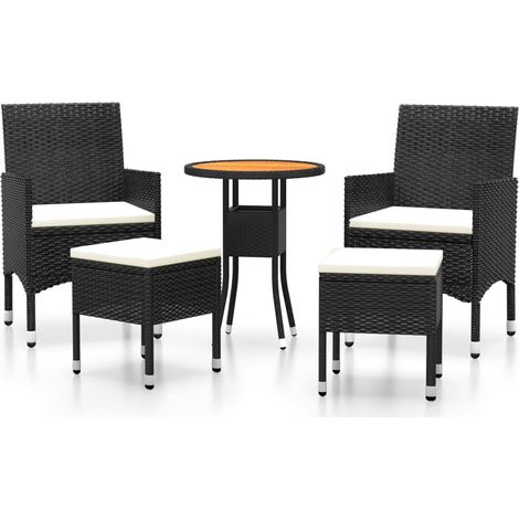 Maison Exclusive - 5-tlg. Garten-Lounge-Set Poly Rattan Schwarz