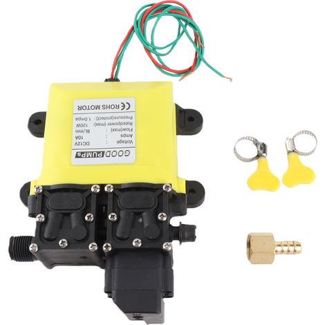 Bomba de diafragma de alta presión de 12 V y 120 W, 8 L, con conector de cobre - Bomba de inyección de agua automática (1/5)