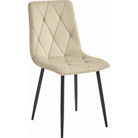 Sedia Libra in velluto beige con gambe nere (1/5)