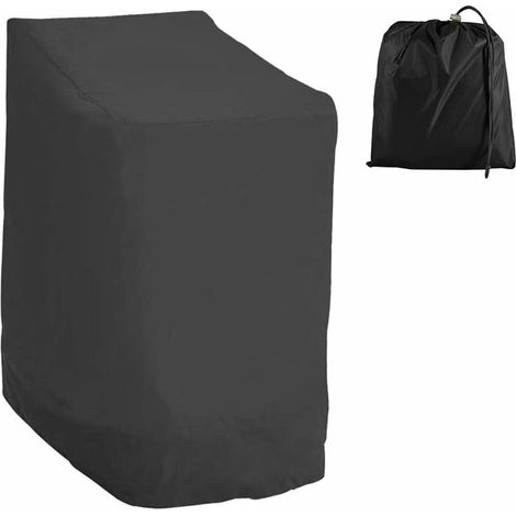 Wasserdichte Schutzhülle aus 210D Oxford-Gewebe für Gartenstühle, Schutzhülle für stapelbare Stühle, Schutzhülle für Outdoor-Stühle mit Armlehnen, wetterfest, 120 x 65 x 65 x 80 cm (Schwarz) (1/5)