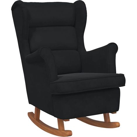 Maison Exclusive - Schaukelstuhl Ohrensessel Schwarz Samt und Mas (1/5)