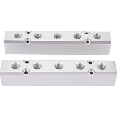 Collecteur d'air 5 voies 7 ports 1/4 pouces, sortie NPT 1/2, bloc de Distribution pneumatique, 2 pièces (1/5)