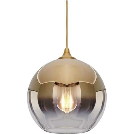 Suspension - Verre - Boule - Finition laiton poli - 20 cm - Style scandinave moderne (1/4)
