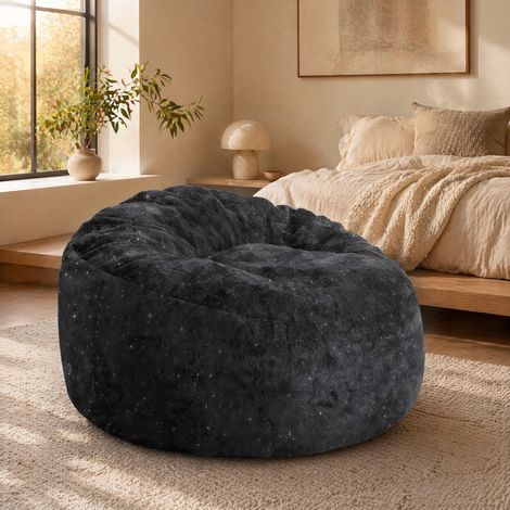 Poltrona pouf con schienale alto 100 x 98 x 61 cm nera DESVIAE (1/5)
