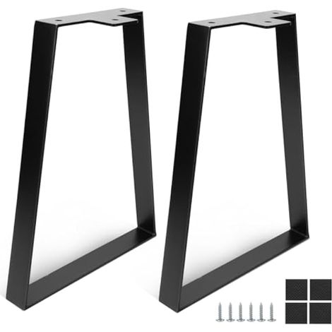 Pieds de table trapézoïdaux de 35 cm, pieds de meubles en métal noir avec vis pour tables basses, tables de chevet et bancs à monter soi-même (1/5)