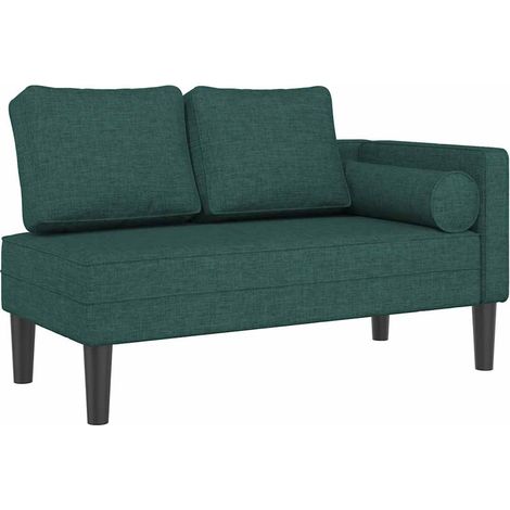 Chaise longue  Transat  Bain de soleil avec coussins vert foncé tissu (1/5)