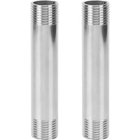 Raccord fileté en acier inoxydable, manchon double mâle diamètre égal, 2 pièces, connexion tuyauterie, accessoire plomberie robuste. (1/5)