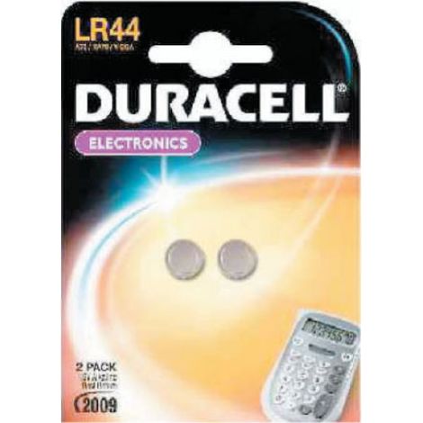 cf 2 piles bouton alcalines Duracell LR44 1.5V pour calculatrice