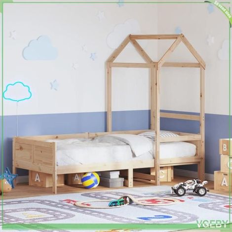 Lit de jour - Modèle 3282254 - Bois de pin massif - 80 x 200 cm - Toit avec rangement (1/5)