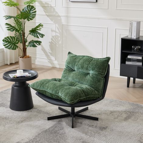 Sillón giratorio 360° con respaldo reclinable, verde oscuro (1/5)