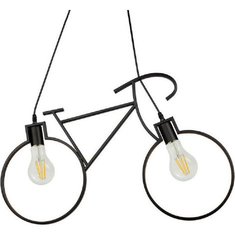 Trade Shop - DECKENHÄNGER E27-KRONLEUCHTER IN FORM EINER FAHRRAD-FAHRRADLAMPE A10 - Schwarz (1/3)